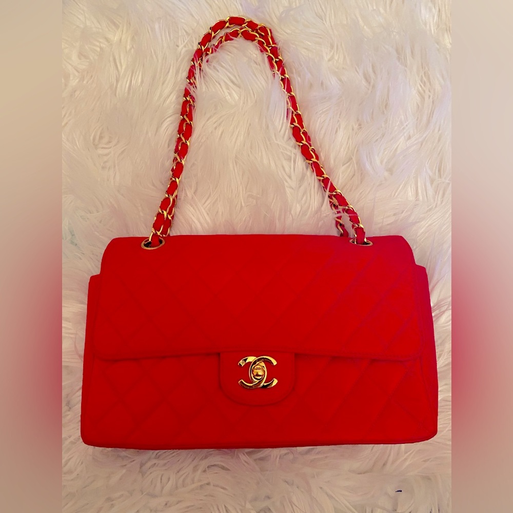 Chanel single flap nylon handbag